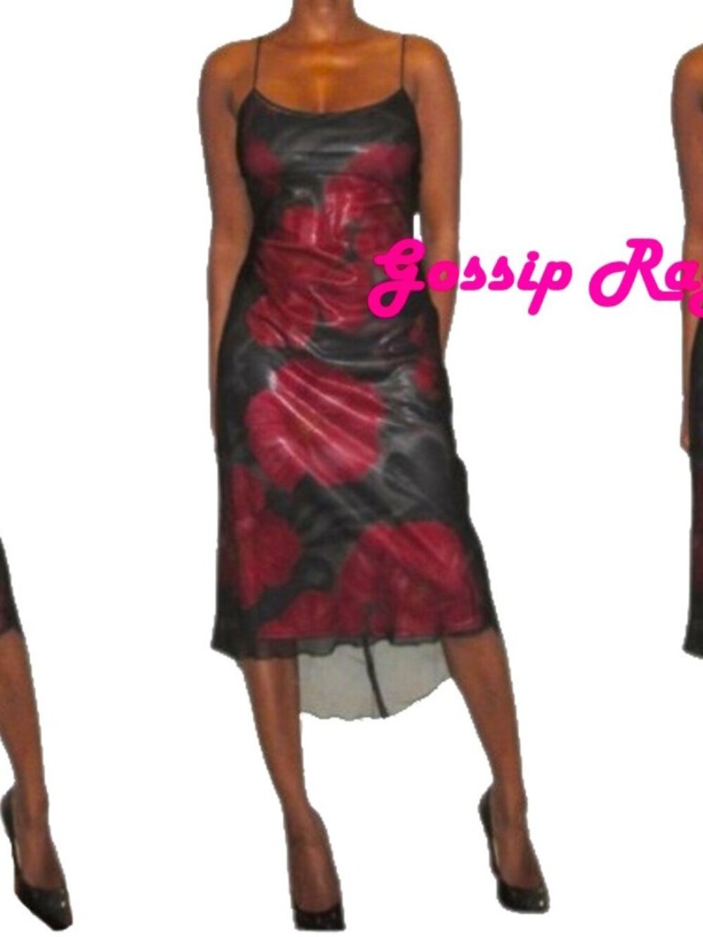 grunge y2k vintage sheer midi floral mesh sexy slip dress size small